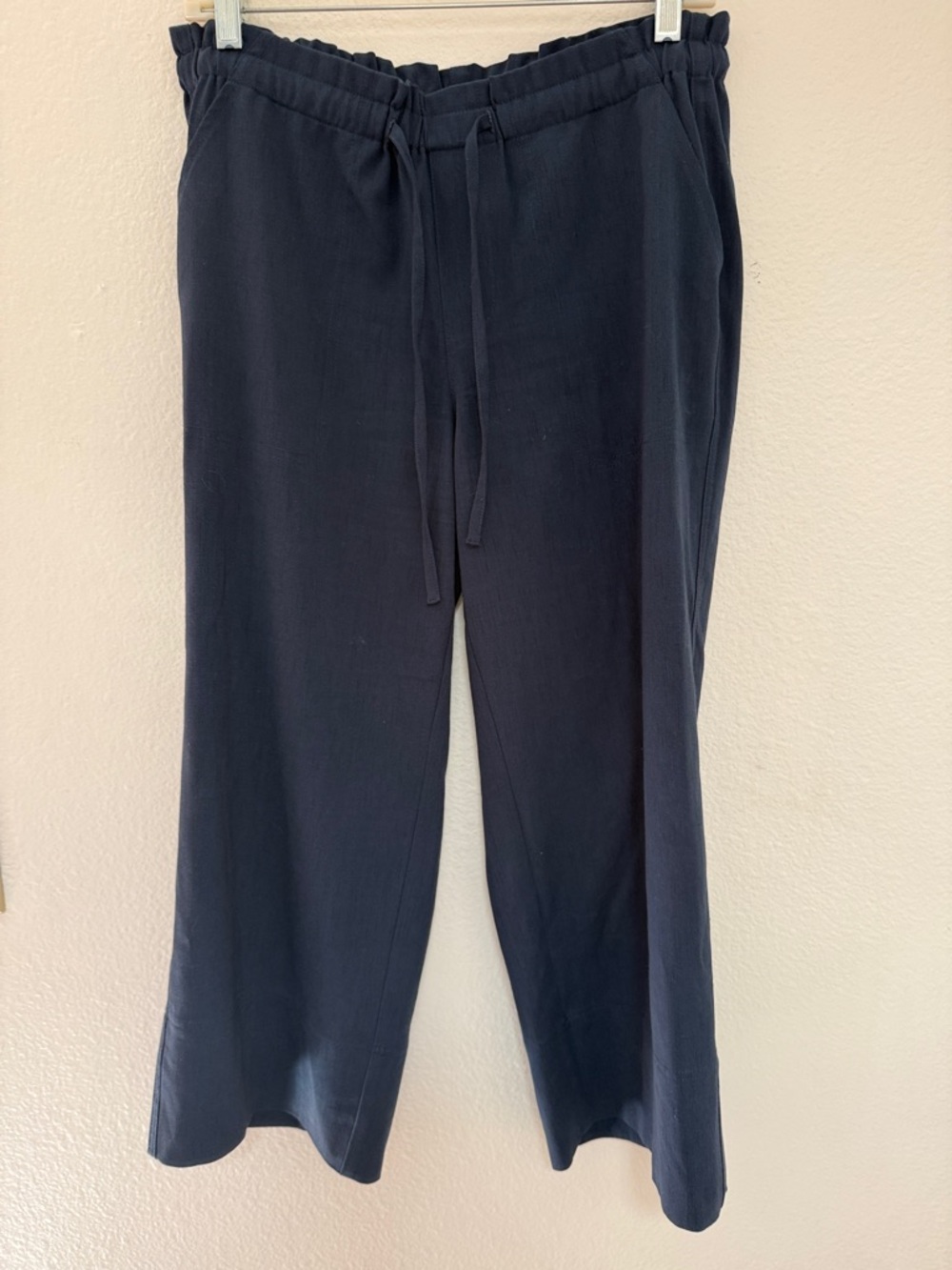 Liverpool Navy Cropped Drawstring Waist Pants